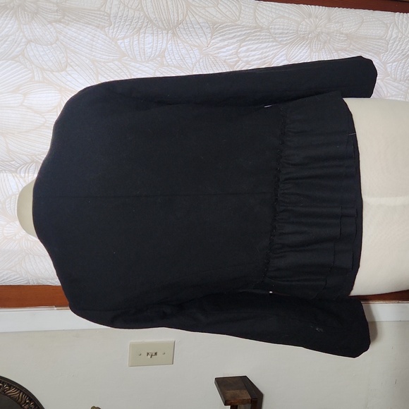 J. Crew 100 % Wool Cascade Black Ruffle Office To Dinner Blazer/Jacket - Picture 2 of 7